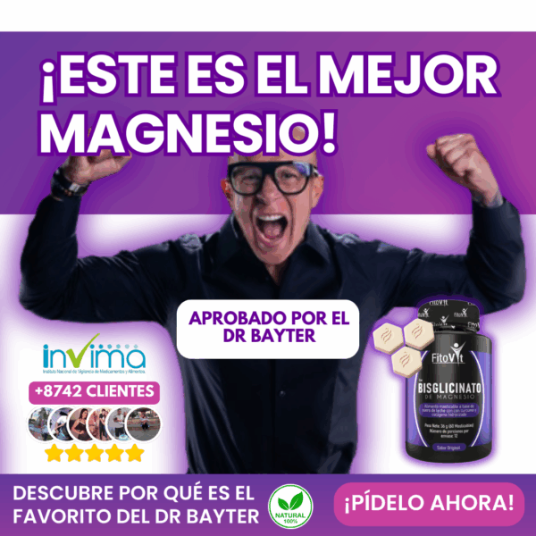 Bisglicinato de Magnesio Fitovit – Tabletas Masticables con Cúrcuma y Colágeno para Sueño, Energía y Belleza | x60 Und