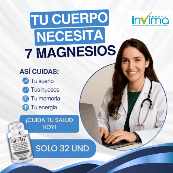 7MAGNESIUM Fitovit – Fórmula con 7 Tipos de Magnesio para Energía, Sueño y Salud Muscular | x60 Pastillas