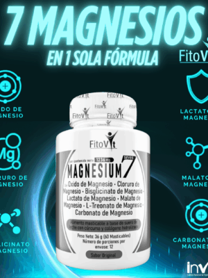 7MAGNESIUM Fitovit – Fórmula con 7 Tipos de Magnesio para Energía, Sueño y Salud Muscular | x60 Pastillas