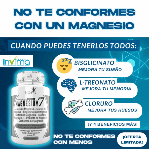 7MAGNESIUM Fitovit – Fórmula con 7 Tipos de Magnesio para Energía, Sueño y Salud Muscular | x60 Pastillas