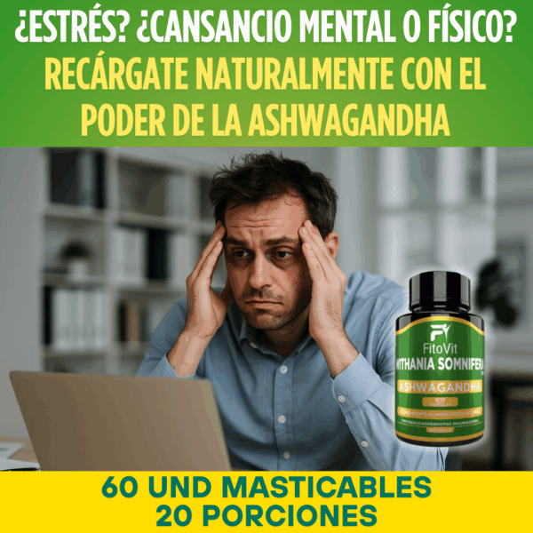 Ashwagandha en Cápsulas – Control del Estrés, Sueño Reparador y Energía Natural | Fitovit x60 Und