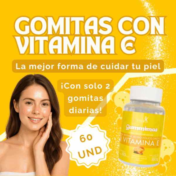 Vitamina E en Gomitas + Biotina, Ácido Fólico y Calcio | Fitovit x60 Und