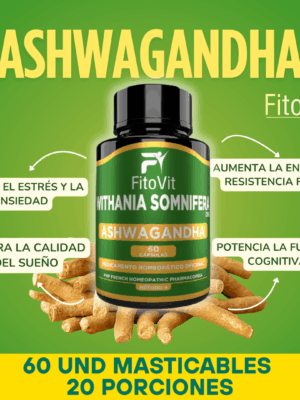 Ashwagandha en Cápsulas – Control del Estrés, Sueño Reparador y Energía Natural | Fitovit x60 Und