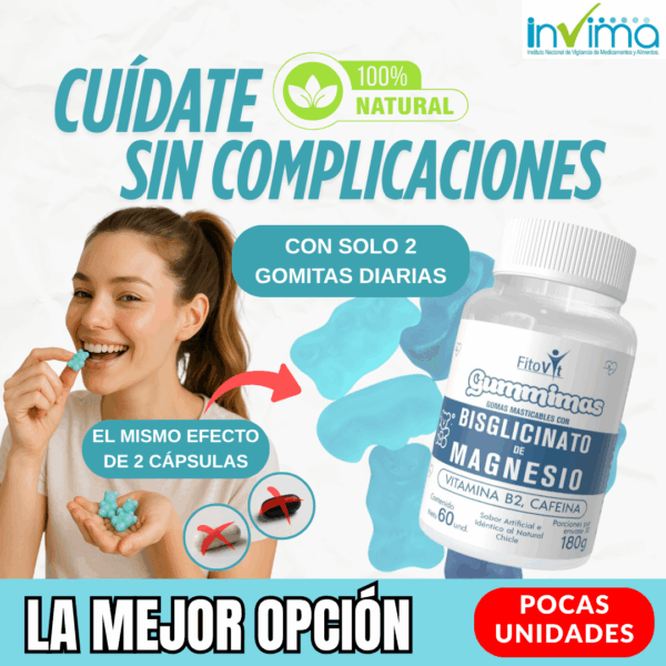 Gomitas de Bisglicinato de Magnesio con Cafeína – Energía, Enfoque y Recuperación en un Solo Bocado | Fitovit x60 Und