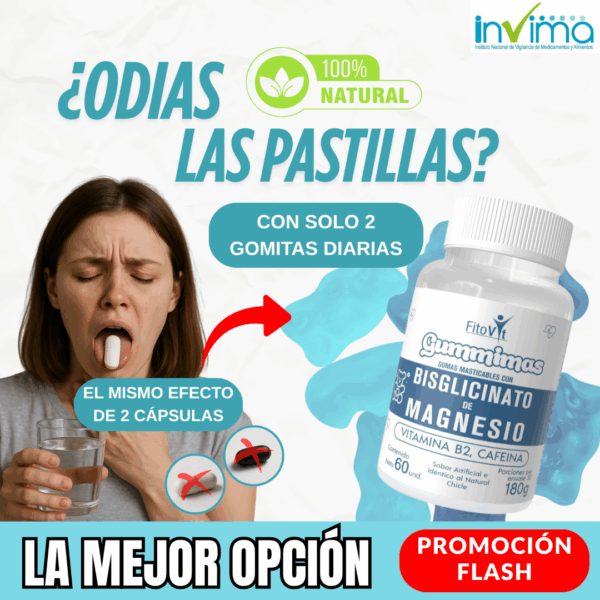 Gomitas de Bisglicinato de Magnesio con Cafeína – Energía, Enfoque y Recuperación en un Solo Bocado | Fitovit x60 Und