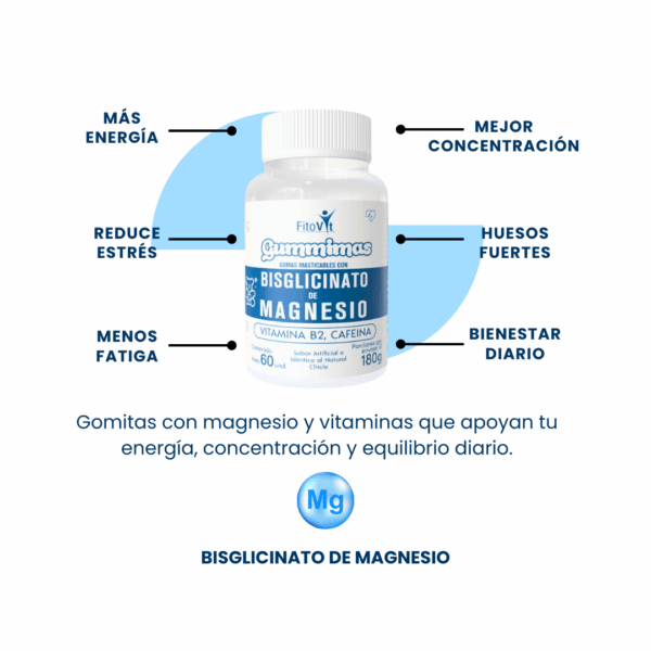 Gomitas de Bisglicinato de Magnesio con Cafeína – Energía, Enfoque y Recuperación en un Solo Bocado | Fitovit x60 Und
